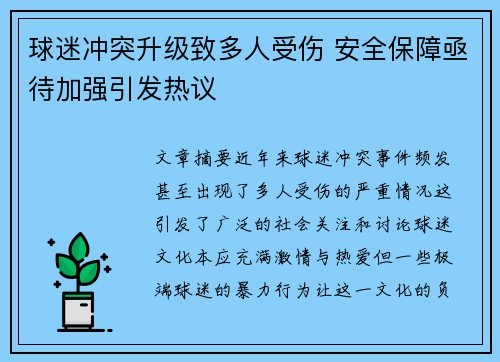 球迷冲突升级致多人受伤 安全保障亟待加强引发热议